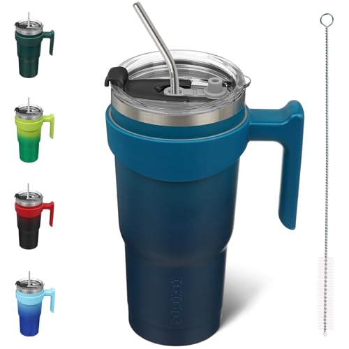 Image of BJPKPK 20 oz Tumbler with Handle & Straw, Insulated Stainless Steel Mug