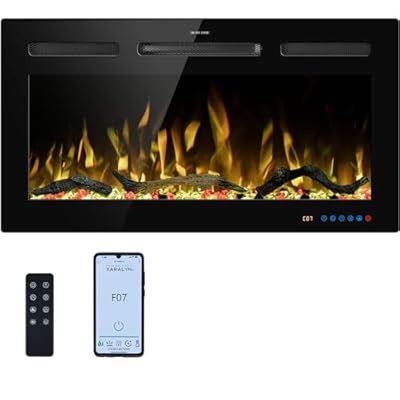 Kentsky 33" WiFi Electric Fireplace Inserts, Recessed and Wall Mounted Fireplace Heater W/Adjustable Flame Color & Brightness, Thermostat, 9H Timer, App and Remote Control, 750/1500W