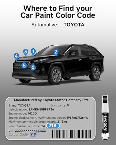 Image of 218 Attitude /Midnight Black Metallic Touch Up Paint Compatible with Toyota Exact Match 2 in 1 Touch up Paint for Chips and Nicks Repair