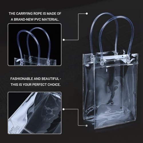 Sacs de fête transparents en PVC imperméable et réutilisable avec anses robustes