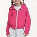 Girl Clothes School Zip Up Cropped Long Sleeve Hoodies For Girls 10-12 Cotton With Thumb Holes Fashion Hooded Jacket Coat Kids Workout Fall Winter Casual Sweatshirts 4-12 Years Hot Pink-150