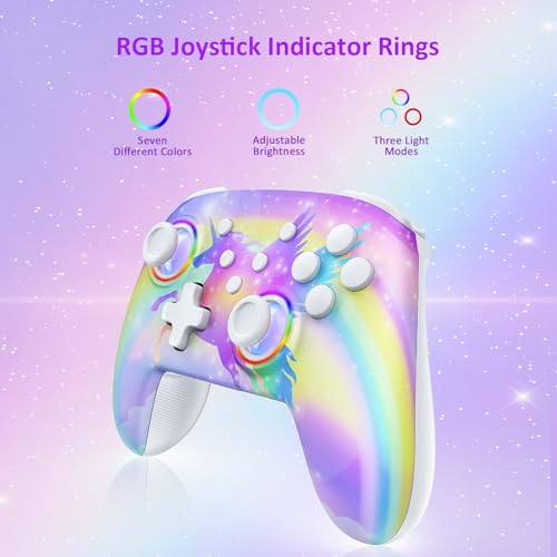 Image of NexiGo Wireless Controller (No Deadzone) for Switch 2 and Switch, Bluetooth Controllers for Nintendo Switch with Vibration, Motion, Turbo and LED Light (Violet Unicorn)