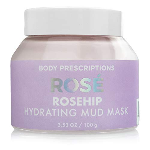 Body Prescriptions Rose Rosehip Hydrating Mud Mask for Face, Pore Refining and Skin Brightening Mask Suitable for all Skin Types - 3.53 Oz