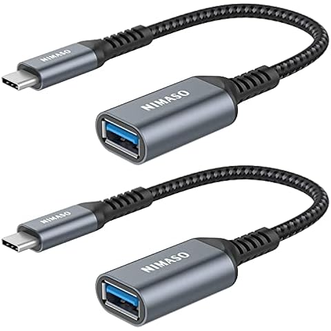 NIMASO USB C to USB 3.1 Adapter 2 Pack,OTG Cable Type C Male to USB Female OTG Adaptor Compatible with MacBook Pro 2018,iPad Pro 2020, Samsung Galaxy S20 Note 10 S8 S9, Huawei P30,Google Pixel-Gray Cover