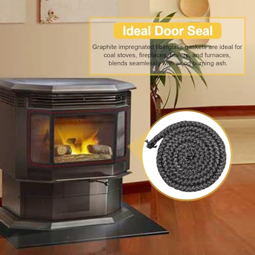 Adviace 842-2350 Stove Door Gasket Rope for Quadra-Fire CB1200, 1200i Pellet Stoves and Quadrafire DV-44, DV30 Gas Stoves Parts, 7/8" x 7FT High Temperature Graphite Impregnated Fiberglass Seal Rope.