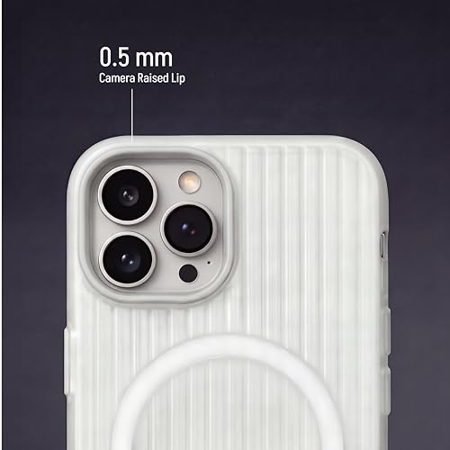 Image of amazon basics Streak Magnetic Protective Cover Compatible with iPhone 15 Pro Max | MagSafe | Camera Protection|Anti Shock,Scratch Resistant|Wireless Charging - White