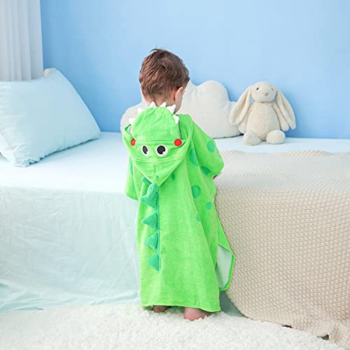 Image of LOLANTA Kids Boys Girls Terry Cloth Cover UPs Children's Hooded Bath Towels Dinosaur, Boys Beach Towel Pool Poncho Swim 100% Cotton (Green Crocodile,1-3T)