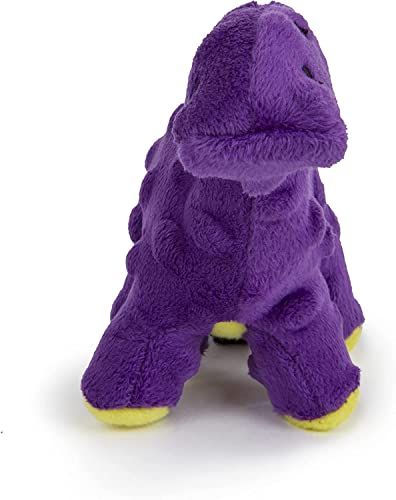 Image of goDog Just For Me Dinos Bruto Squeaky Plush Dog Toy, Chew Guard Technology - Purple, Mini