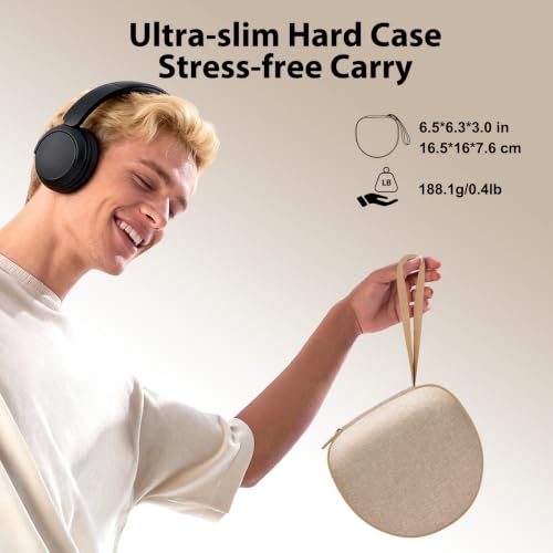 Image of Headphone Headset Case for BERIBES /TOZO /JLab /KVIDIO /Beats /Soundcore Anker /JBL Noise Cancelling Over-Ear Foldable Headphones, Khaki