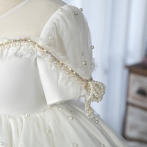 Flower Girl Dress Ruffle Satin Lace Tulle Beads Flower Decoration Toddler Wedding Birthday Party Evening Dress2