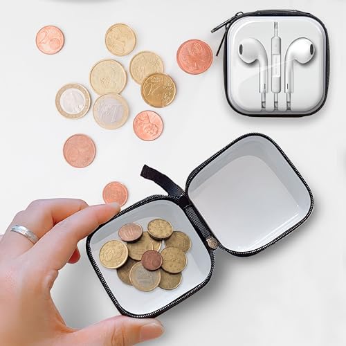Image of Kraptick Multipurpose Coin Pouch - Compact Zipper Purse for Coins, Cash & Small Essentials Durable & Stylish Fabric Mini Organizer for Daily Use (Earphone Design) (Pack of 2)