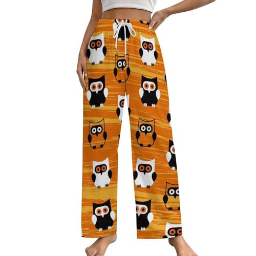 Pantalon de pyjama femme chouette | Bas de nuit doux avec poches taille S