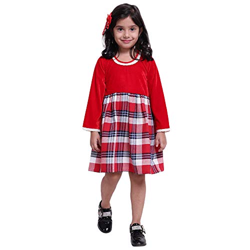 Image of BownBee Velvet Twill Full Sleeve Dress for Baby Girl-Black