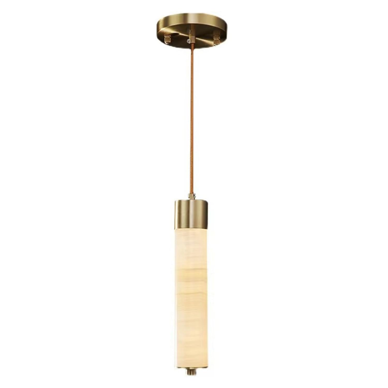 Lampada a sospensione interamente in rame con luci a in marm