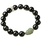 topcrystal bracciale feng shui bracciale perline ossidiana jade pixiu amuleto 10mm bracciale cristallo chakra naturale bracciale gemma donne uomini buona fortuna ricchezza bracciale amicizia regalo