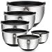 Wildone Stainless Steel Mixing Bowls, Nesting Bowls with Airtight Lids, Measurement Marks, Non Slip Silicone Bottoms, for Easy Mixing & Prepping - Set of 6