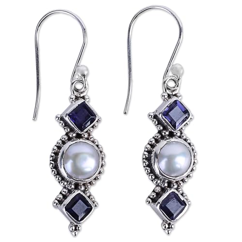Boucles d'oreilles iolite et perles d'eau douce pour votre style
