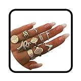 Victray Women Gold Ring Set Joint Knuckle Carved Finger Rings Stylish Hand Accessories Jewelry (10PCS)