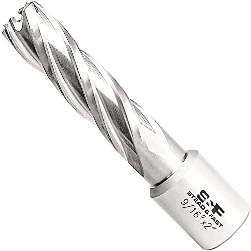 Image of S&F STEAD & FAST HSS Annular Cutter 9/16" Cutting Diameter 2" Depth of Cut, 3/4" Weldon Shank, Mag Drill Bit with Pilot Pin for Magnetic Drill Press