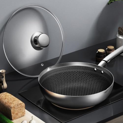 Wok de acero inoxidable antiadherente con tapa y mango ergonómico miniatura 5