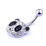 Kinsing 14G Belly Button Ring Panda Surgical Steel Cute Belly Piercing Jewelry Panda Ring Clear CZ Navel Barbell Body Ring (Panda)