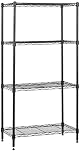 Amazon Basics 4-Shelf Narrow Storage Unit With Height Adjustable Shelves & Levelling Feet, 363kg Max Weight, Black, 35.6 cm L x 60.1 W cm x 121.9 H cm