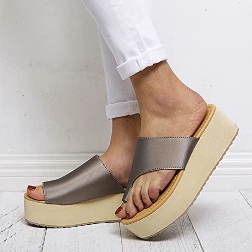 Briskorry Casual damessandalen voor de zomer, sleehak, plateau, sleehak, comfortabel, linnen pantoffels - Image 6