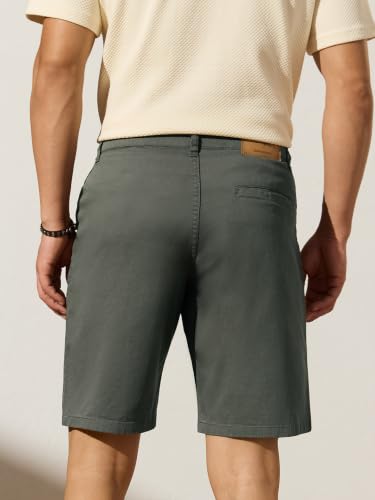 Image of The Souled Store Bermuda Shorts: Men and Boys Buttoned Waistband Solid Cotton Spandex Regular Fit Lightweight Everyday Casual Bermuda Shorts