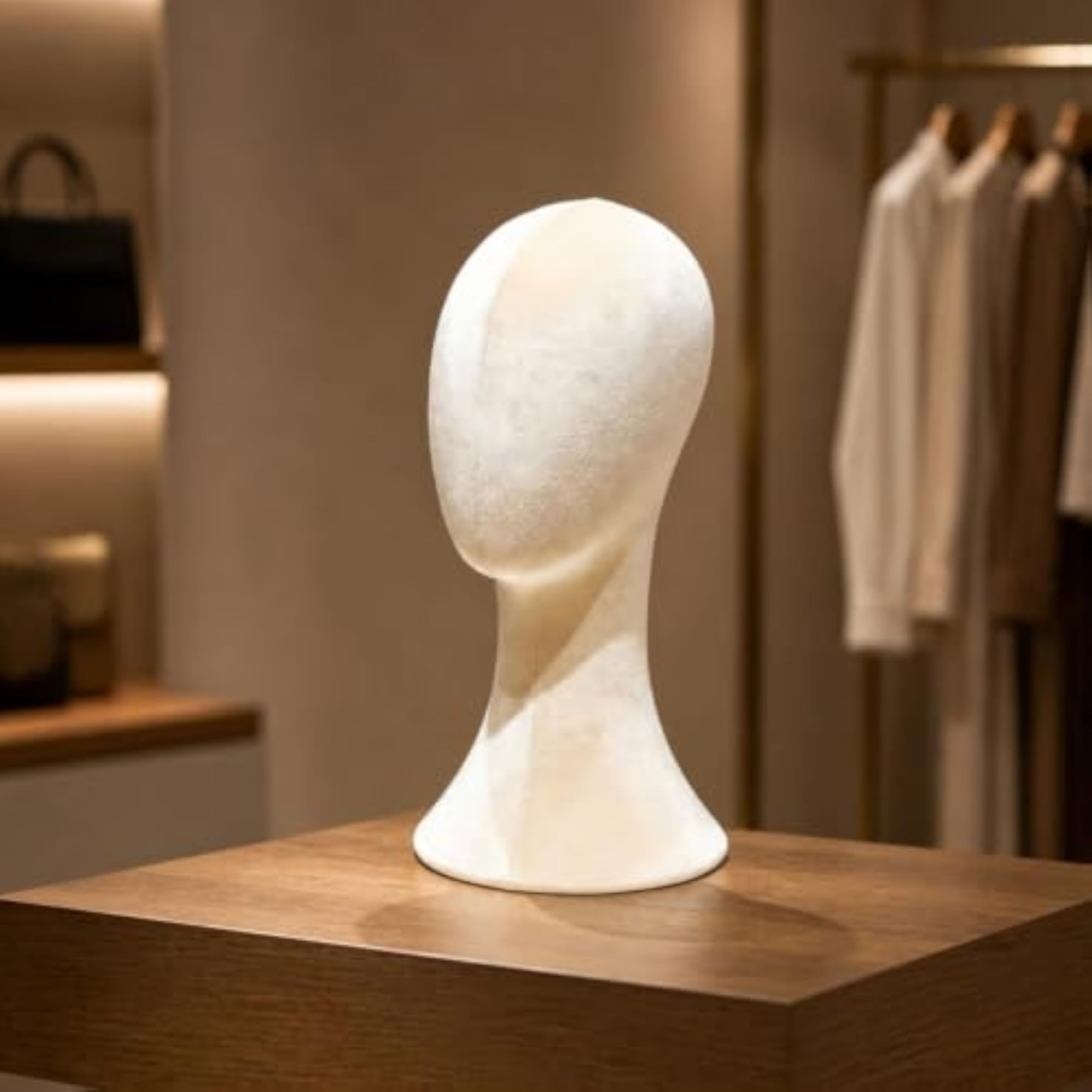 Matte Finish ABS Female Mannequin Head Display Stand