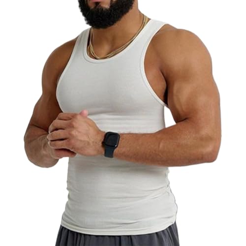 Ekkko Beaters for Men - Ek ko Beaters - Ekkovision Beater Soild Color Slim Fit Sleeveless Tank Tops (White