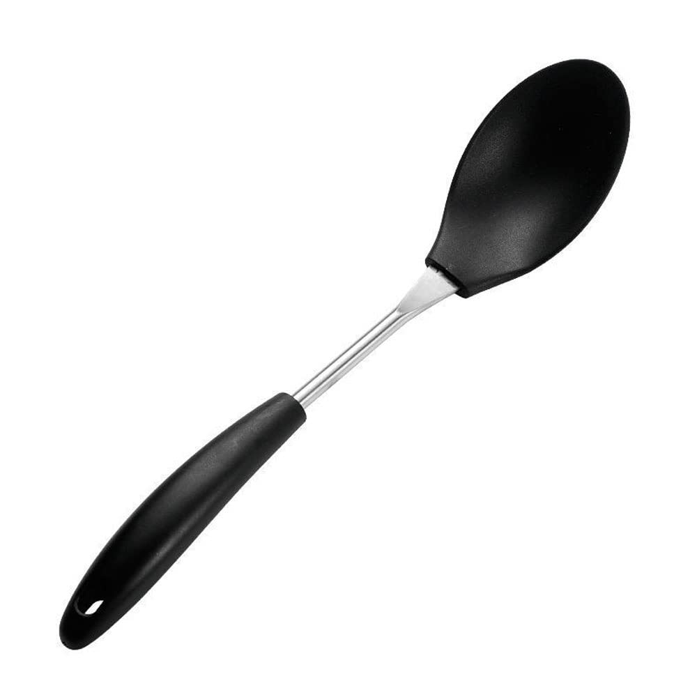 Juego de Utensilios de Cocina con Soporte: 6 Piezas de Silicona Negra Antiadherente, espátula y Utensilios Esenciales.