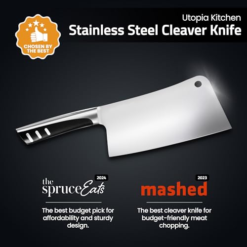 Utopia Kitchen 7 inch Cleaver Knife Stainless Steel Chef Butcher Knives for Meat, Vegetable Multipurpose Kitchen Chef Knife Chopping Bone by Utopia Kitchen - Image 9