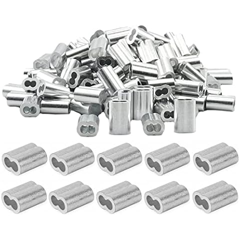 Weddhuis Aluminium-Aderendhülsen, 100 Stück Aluminium-Kabelhülsen Aluminium-Drahtseilhülsen (1,5 mm) für Drahtseil, Drahtseil, Schnur, Draht und Kabel Cover