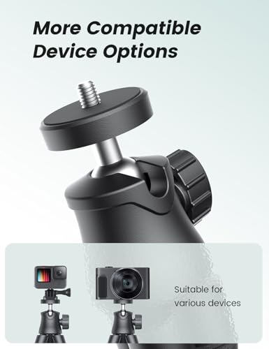 Handy Stativ mit Licht, Tragbarer und Flexibler Phone Tripod für Videoaufnahmen mit Kabelloser Fernbedienung, 360° Drehbare Tischplatte & Reisestative Stativ für Smartphones, iPhone, Kamera 4