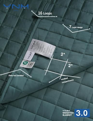 Image of YnM Cooling Weighted Blanket for Adults, 10lbs Heavy Bed Throw for One Person of 90lbs, Perfect for Hot Sleepers or Warm Climates with Rayon /Glass Beads(48x72 Inches,Twin /Full Bed, Sea Grass)