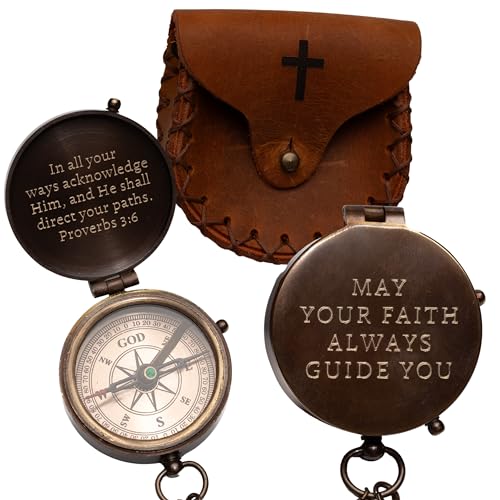 Baptism Gifts for Boys – Engraved Compass with Scripture – Christian?&?Catholic Keepsake for Christening, First?Communion Gifts for Boys, or Confirmation – Gift for Godson, Son, or Men