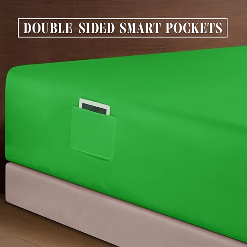 Elegant Comfort Luxurious 1500 Premium Hotel Quality Microfiber 4-Piece Sheet Set, 18-24 Inches Deep - Extra Deep Pocket Sheets - Ultra Soft 4PC Deep Pocket Sheets, Twin/Twin XL, Emerald Green