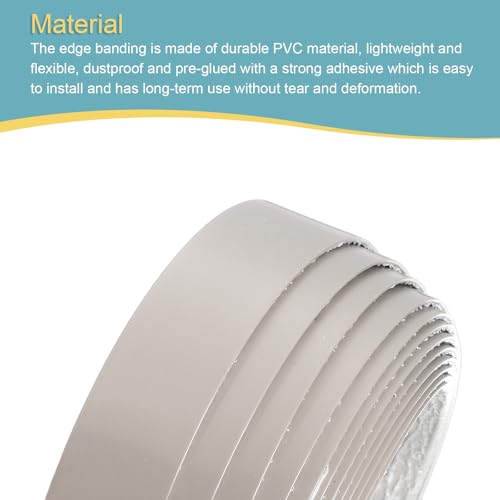 QUARKZMAN Kantenumleimer Eiche PVC Kantenband Selbstklebend, 28mm x 3 Meter Vorgeleimtes Holzfunierkantenband zum Aufbügeln für Schrankreparatur Möbelbauplatten Regalbretter, Khaki