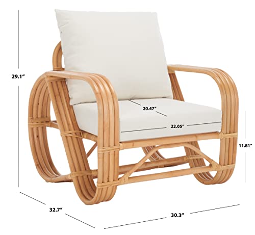 Sillón con cojín natural blanco madera miniatura 3
