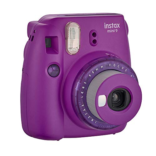 Câmera Instantânea Fujifilm Instax Mini 9 Com 3 Filtros Coloridos, Bolsa e Filme 10 Poses – Roxo Aça