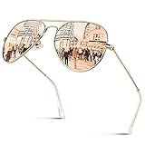 GQUEEN Pilotenbrille Damen Polarisierte Sonnenbrille Pilot 58MM Leichte Metalllegierung UV400