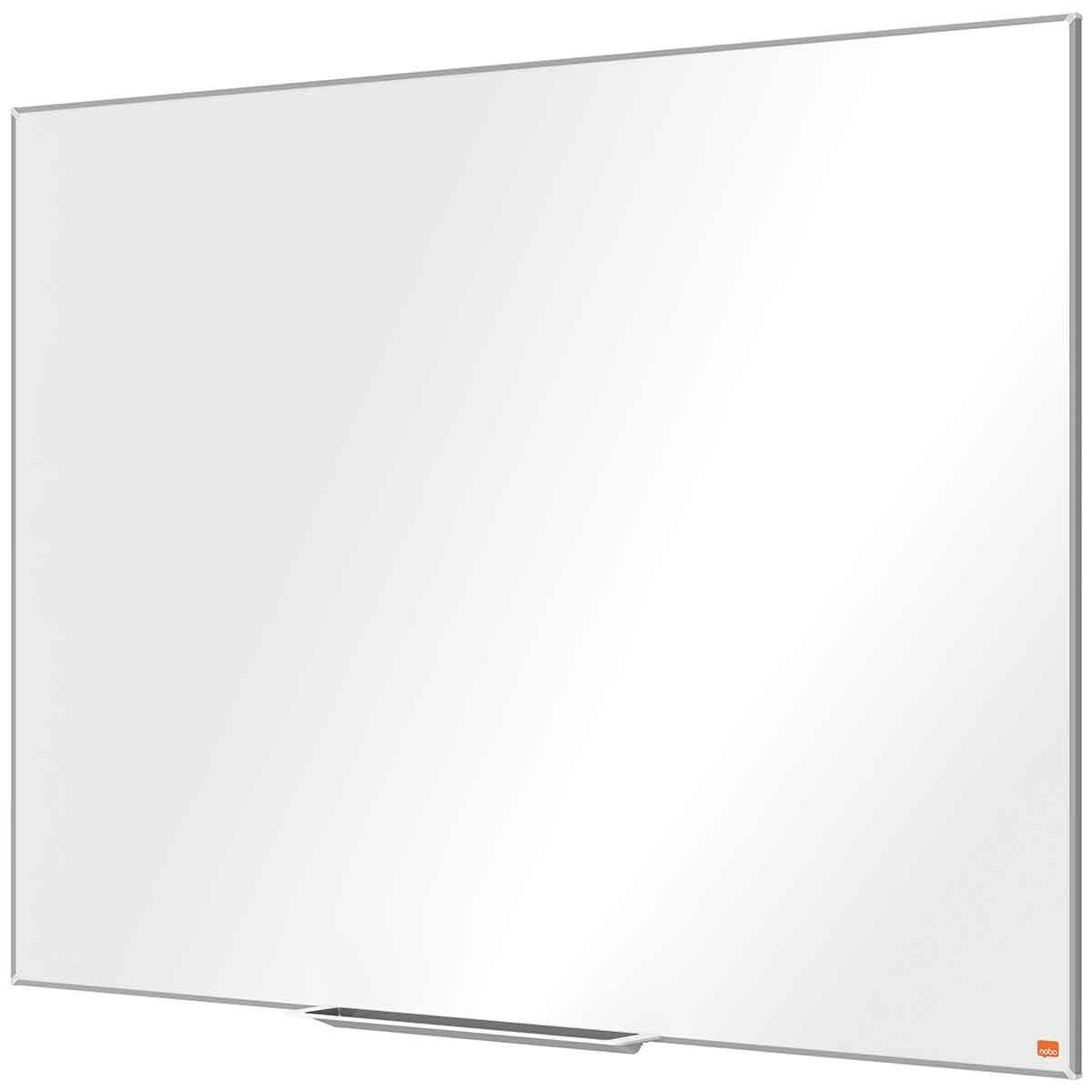 Tablica Nobo Nano Clean ze stali magnetycznej z półką na markery, 1200 x 900 mm, wąska ramka, system mocowania InvisaMount, Impression Pro, kolor biały, 1915403