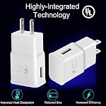 Chargeur pour Samsung Galaxy S9, Swadaws 2 Pack Adaptive Fast Wall Android Comprimé de téléphone portable Chargeur Station Adaptateur USB Type C Câble compatible Samsung Galaxy S20 S10 S10e S8 Plus/Note 8 9 (Blanc)