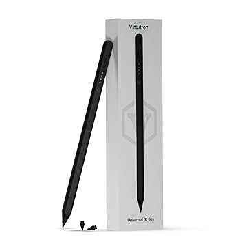 Virtutron Universal Stylus Pen with Type-C Charging | Rechargeable Touch Pen | Non-Bluetooth High Precision Digital Pencil for iPhone, iPad, Samsung, Android Tablets & Touchscreen Devices (Black)
