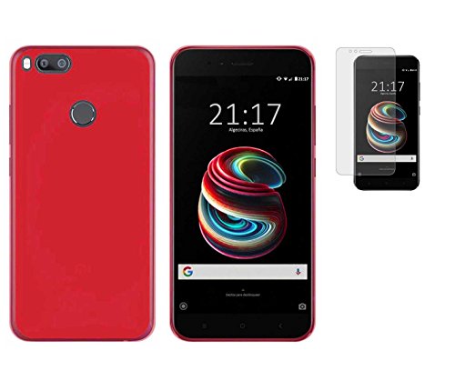 Todobarato24h Funda TPU Lisa Roja Compatible con Xiaomi MI A1 MI 5X MI5X (5.5) + Protector Cristal Templado