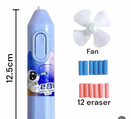 Image of Pack of 6 Electric Erasers Cum Fan for Kids I Best for Birthday Return Gifts for Boys and Girls Age 3 to 10 Years I. (Battery /Cell not Included)
