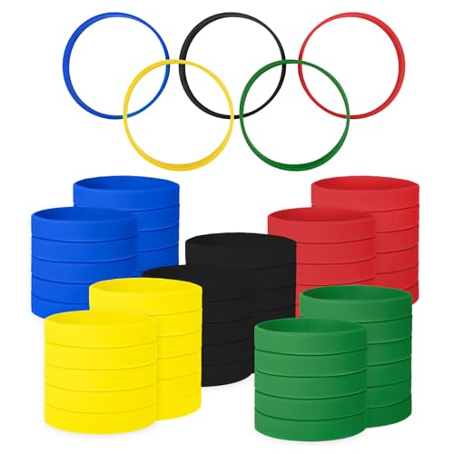 GOGO 60 PCS International Games Ring Colors Silicone Bracelets, Stretch Rubber Wristbands