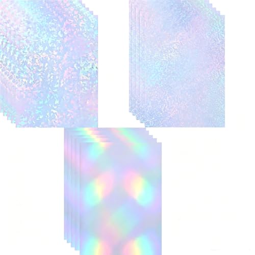 Image of Sticker Paper for Printer A4, 15 Sheets Transparent Holographic Vinyl Sticker Paper Printable Self Adhesive for Inkjet Laser