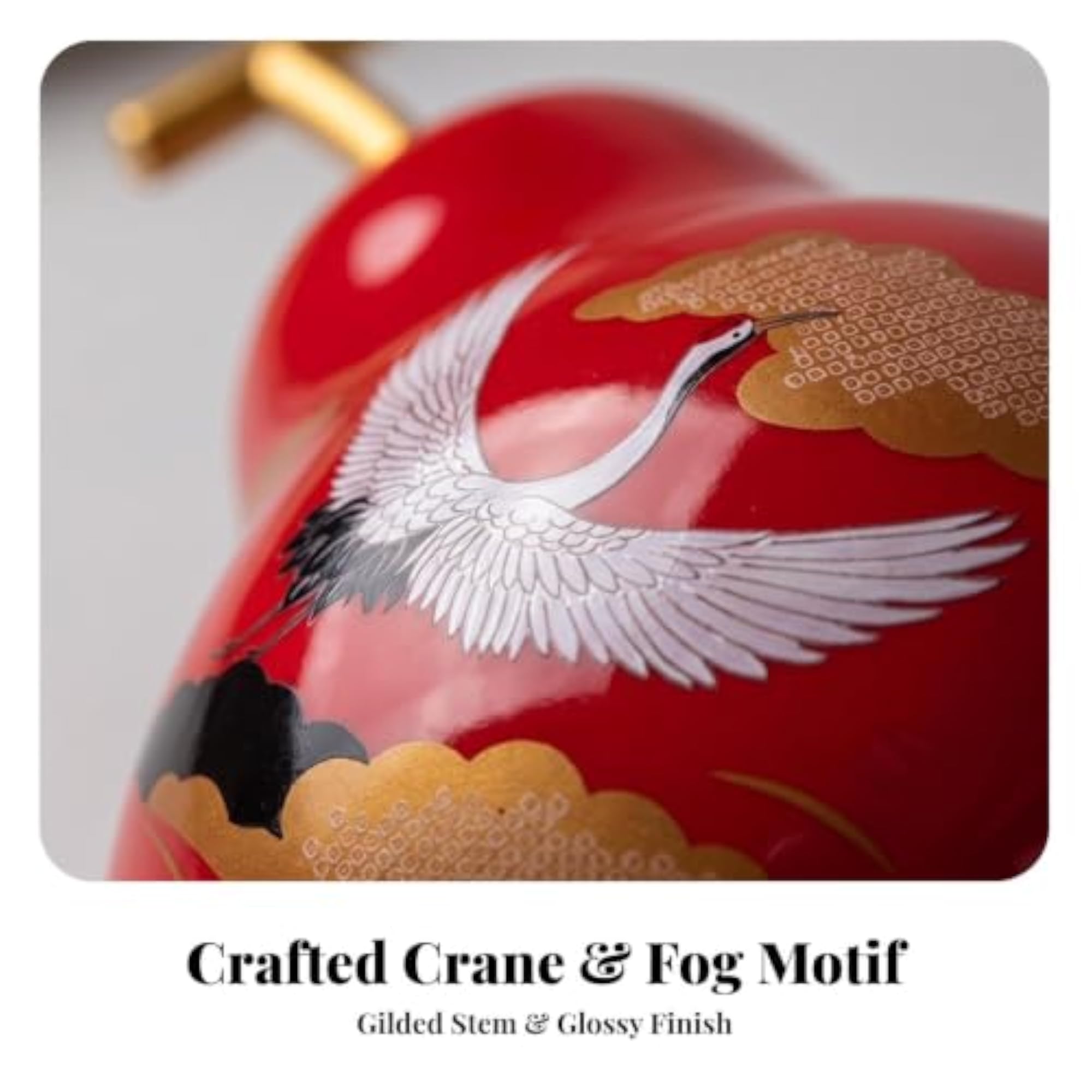 Elegant Pear Ornament with Gold Stem, Glossy Glazed Finish