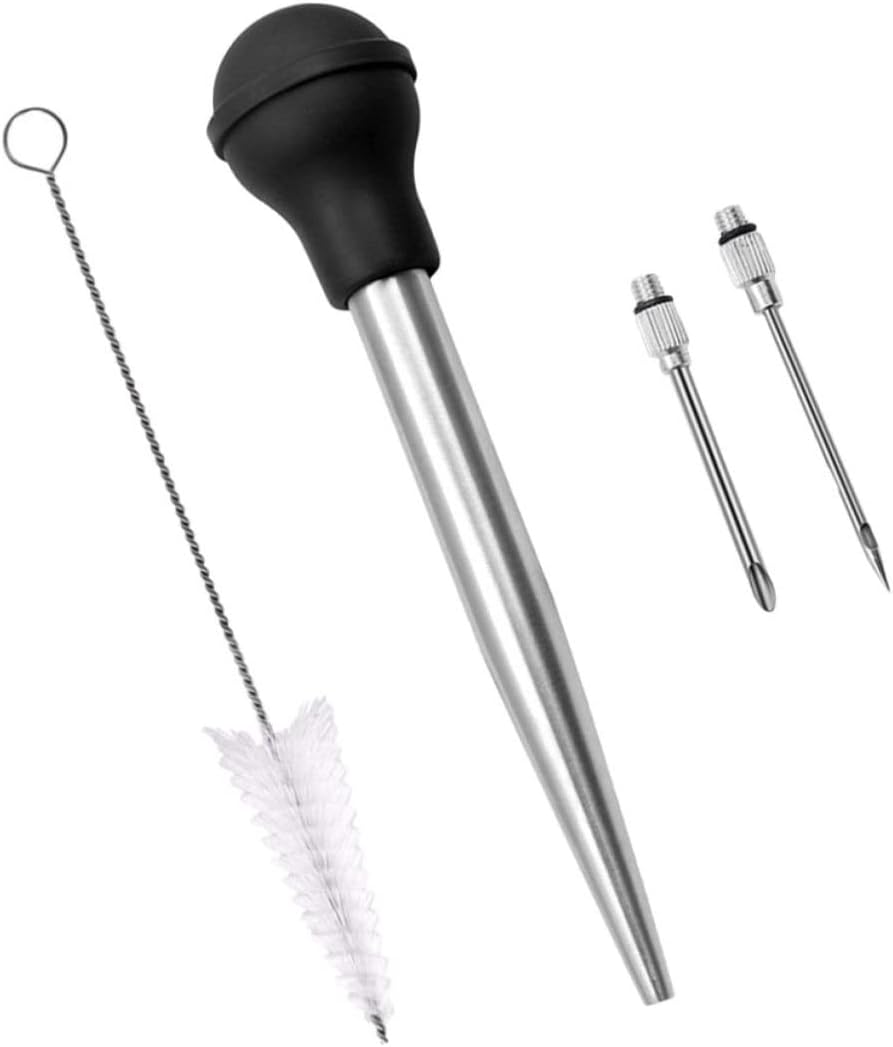 1 Set Bbq Injector Turkey Marinade Needle with Pump Head for Flavorful Meat for Roasting Grilling and Outdoor Bbq Events